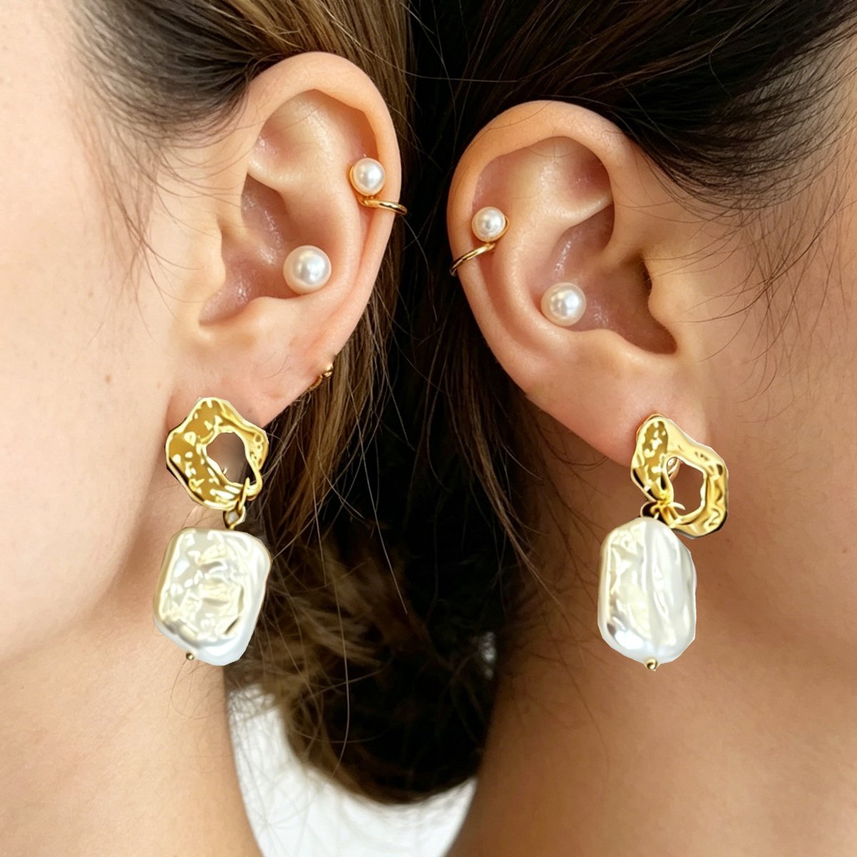 Majestic Aura Handcrafted Baroque Pearl Earrings