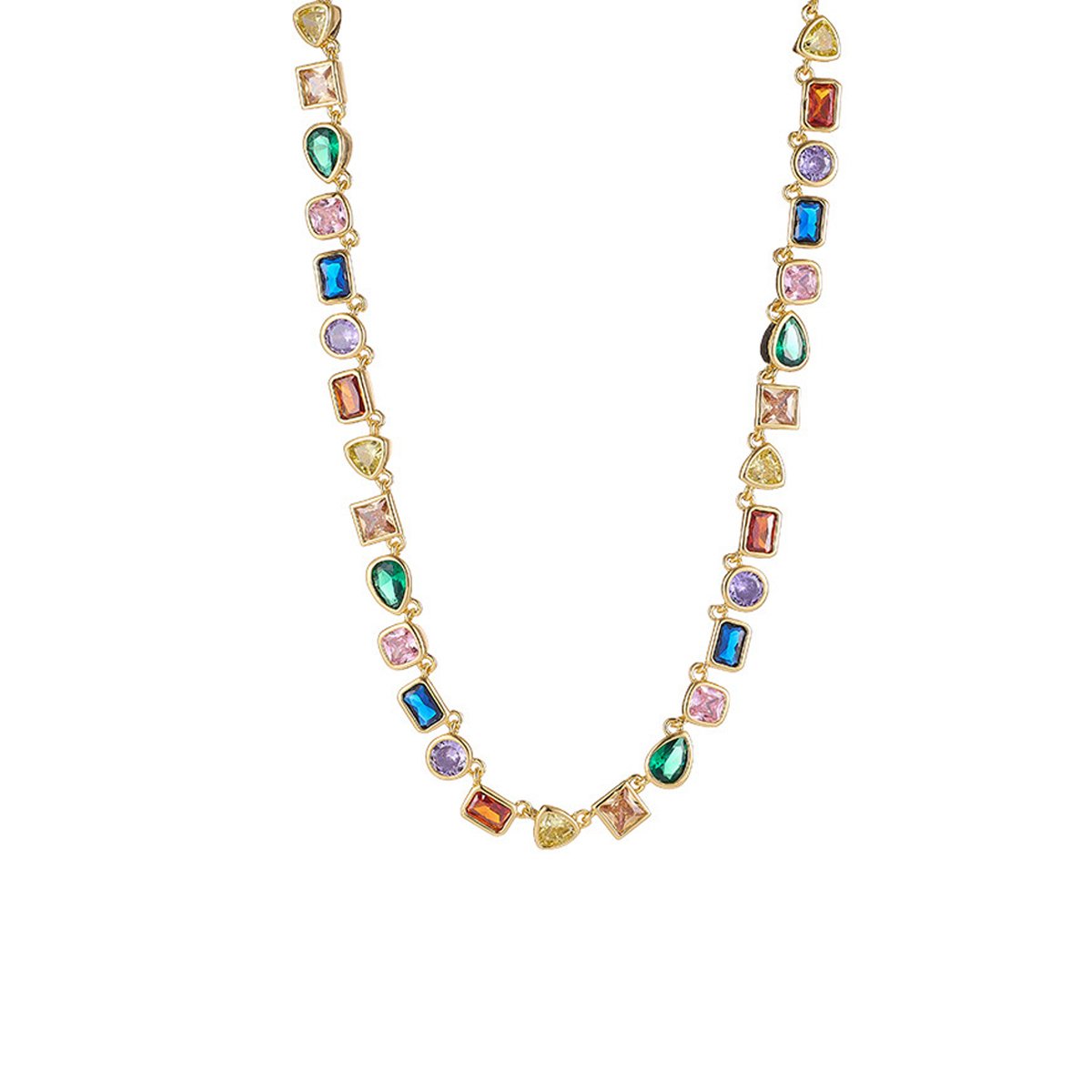 Goddess Stunning Duo Gem Crystals and Gold Tone Necklace and Earrings Set