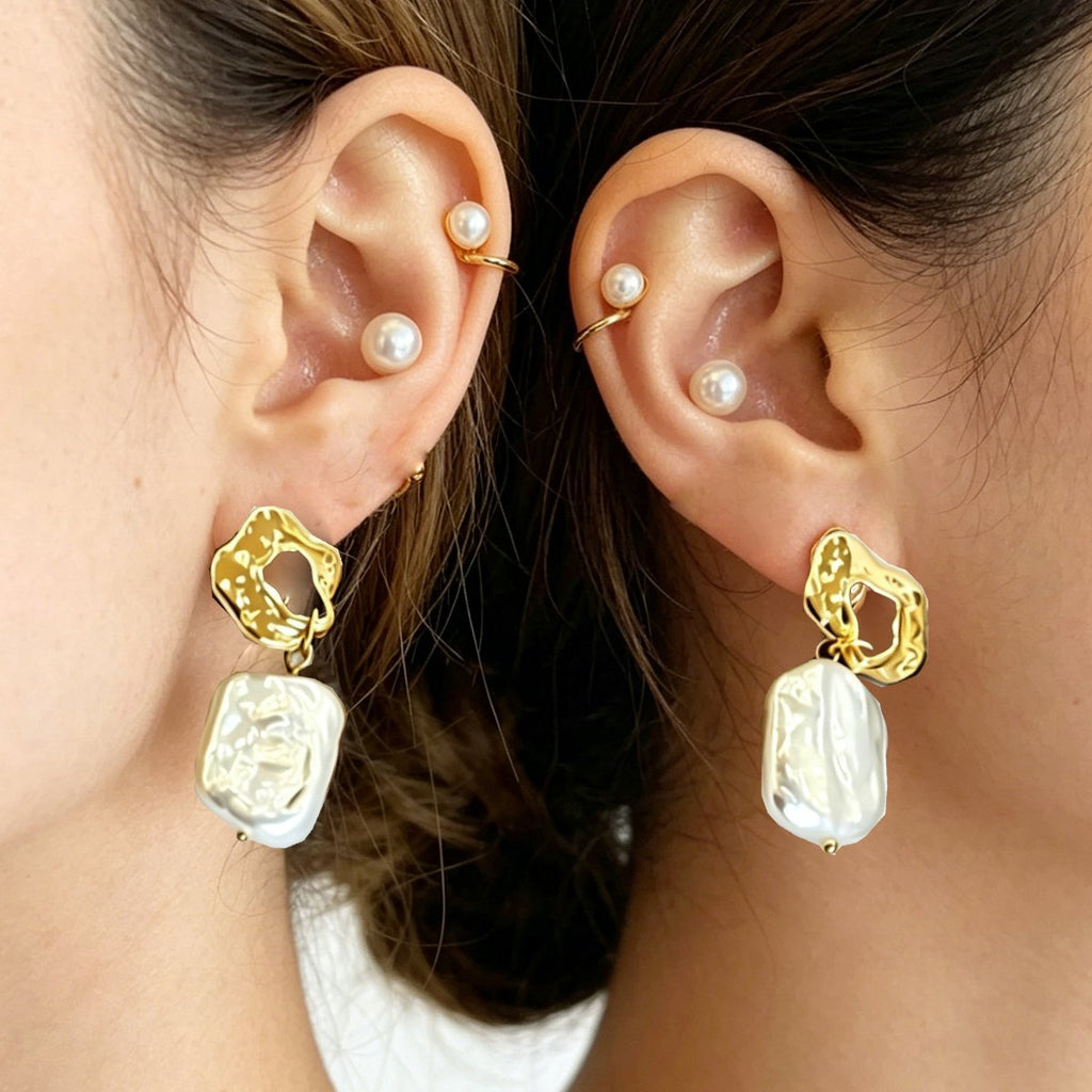 Majestic Aura Handcrafted Baroque Pearl Earrings
