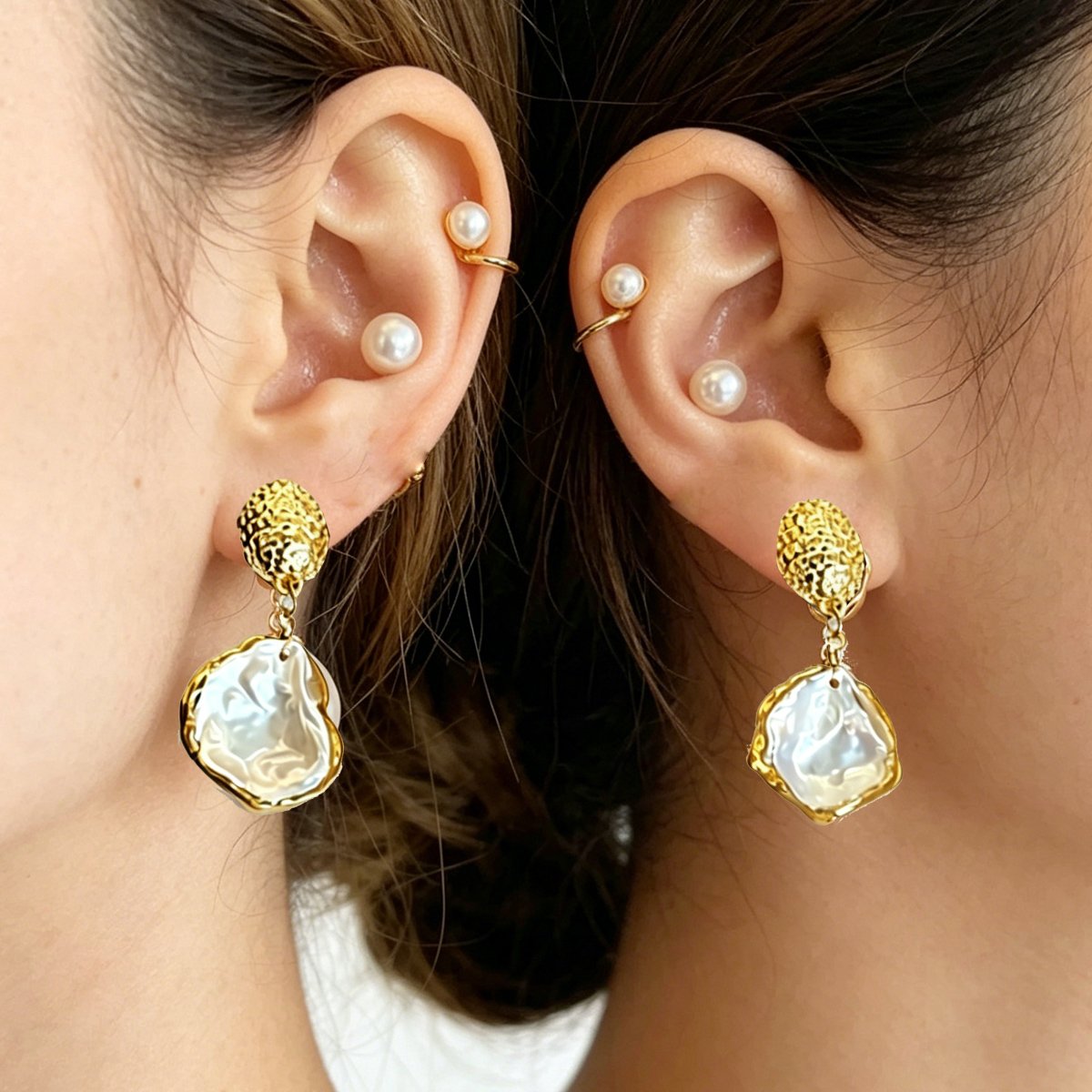 Majestic Aura Handcrafted Baroque Pearl Earrings