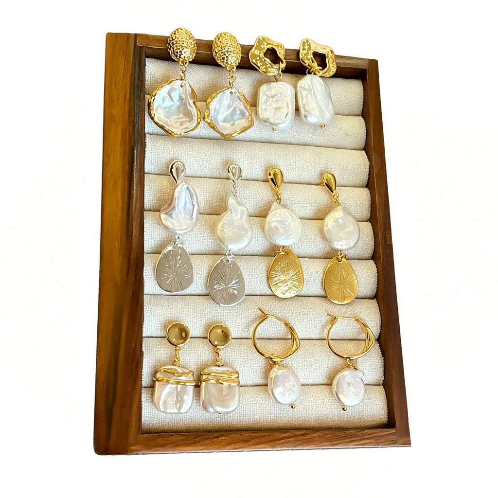 Majestic Aura Handcrafted Baroque Pearl Earrings