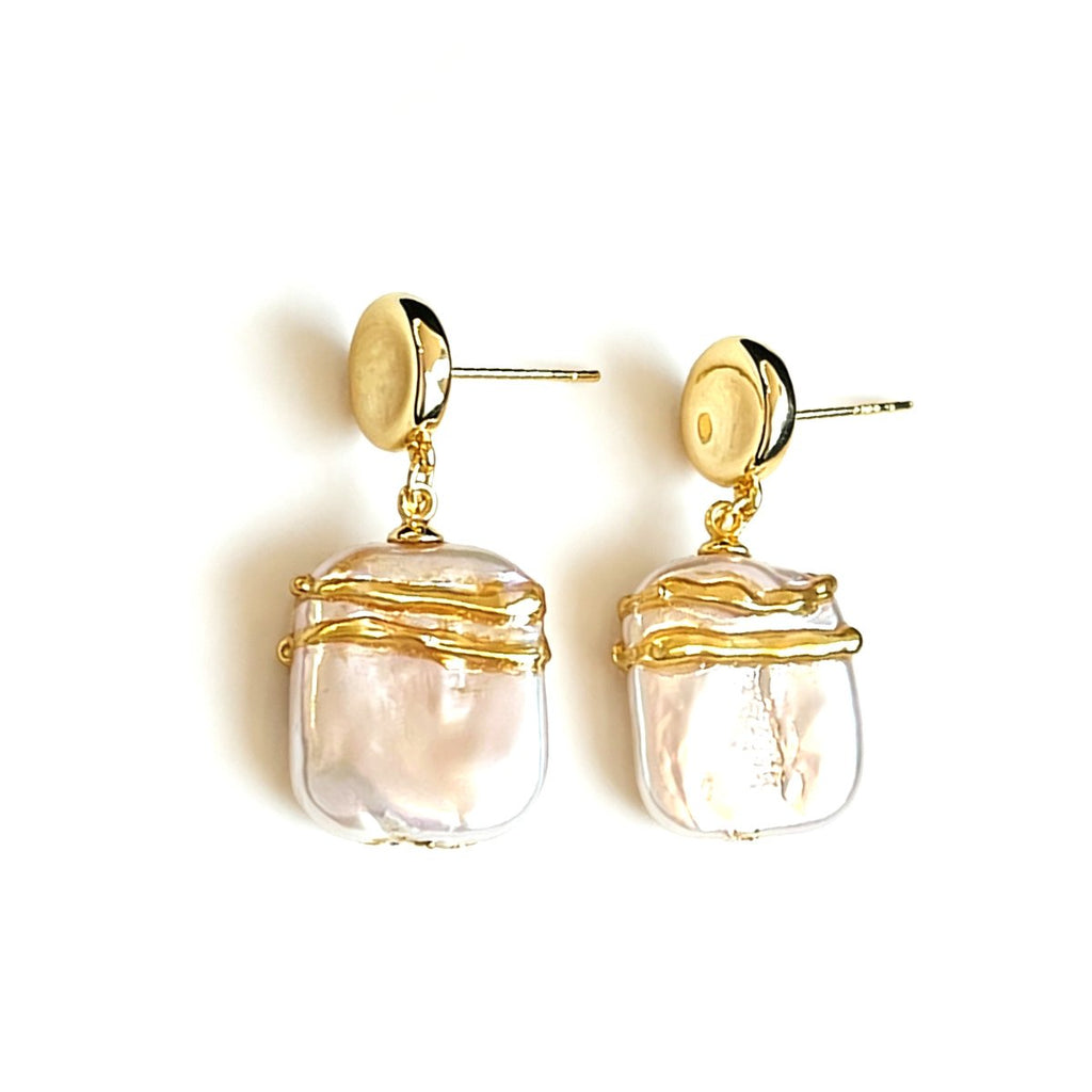 Majestic Aura Handcrafted Baroque Pearl Earrings