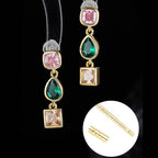 Goddess Stunning Duo Gem Crystals and Gold Tone Necklace and Earrings Set