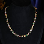 Goddess Stunning Duo Gem Crystals and Gold Tone Necklace and Earrings Set