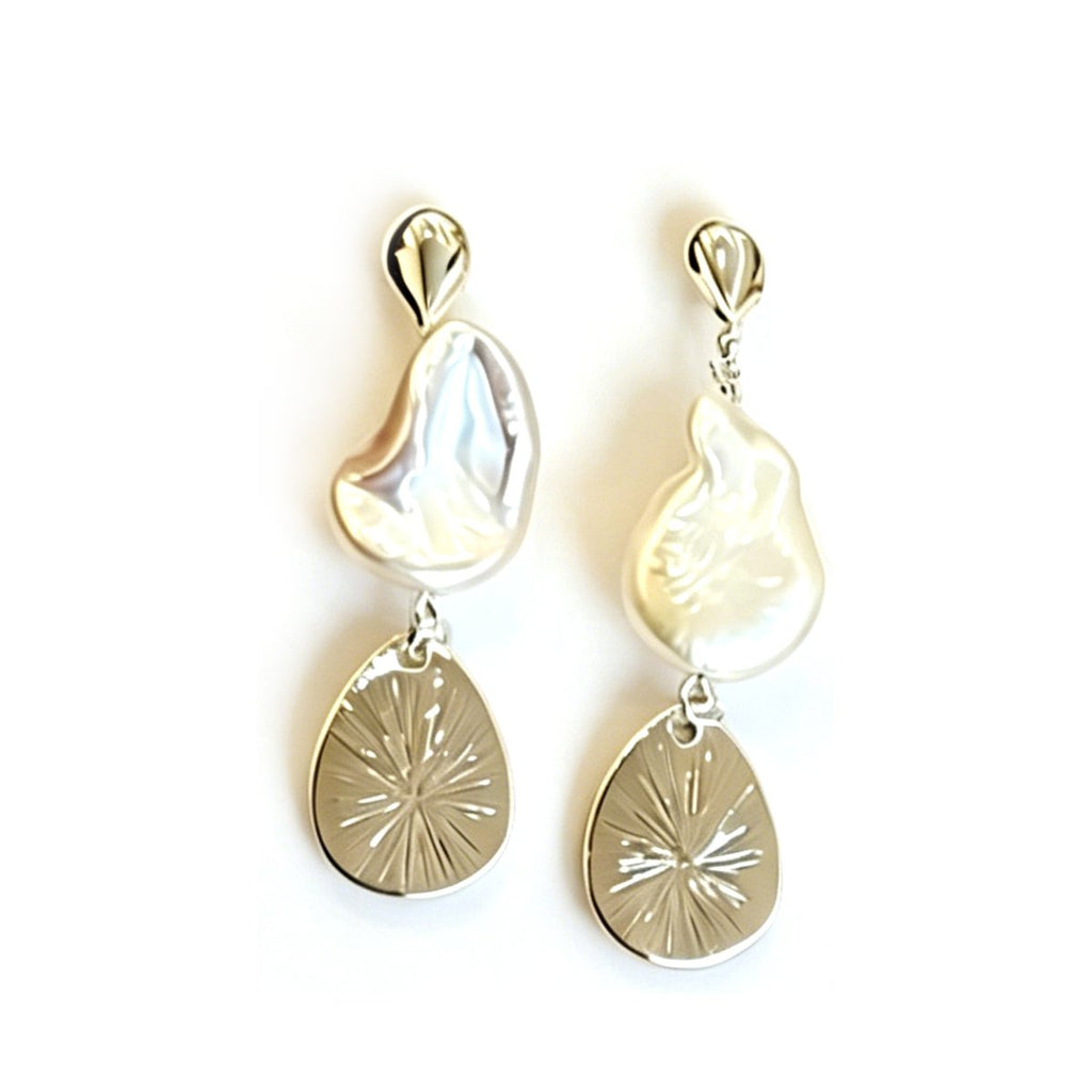 Majestic Aura Handcrafted Baroque Pearl Earrings