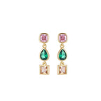 Goddess Stunning Duo Gem Crystals and Gold Tone Necklace and Earrings Set