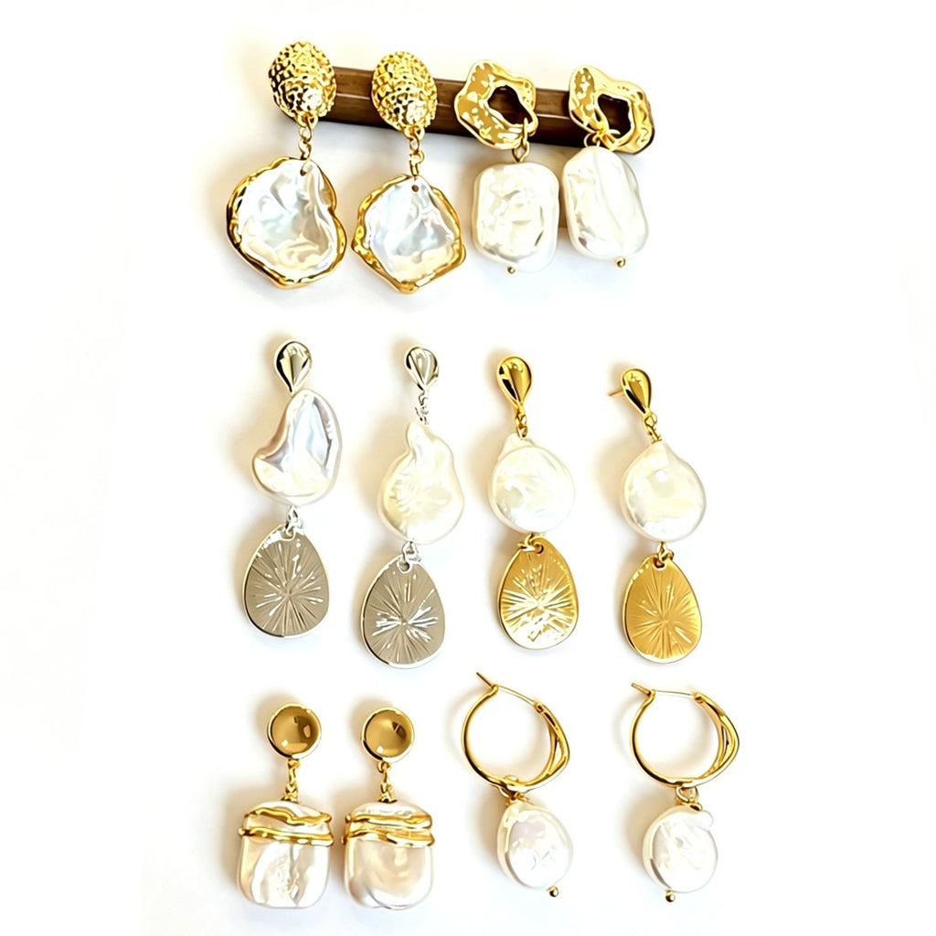 Majestic Aura Handcrafted Baroque Pearl Earrings