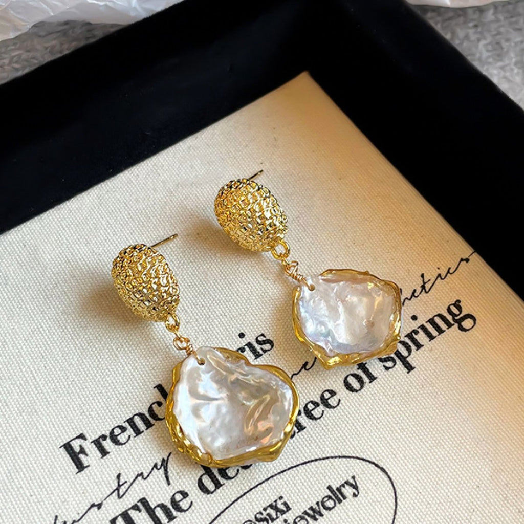 Majestic Aura Handcrafted Baroque Pearl Earrings