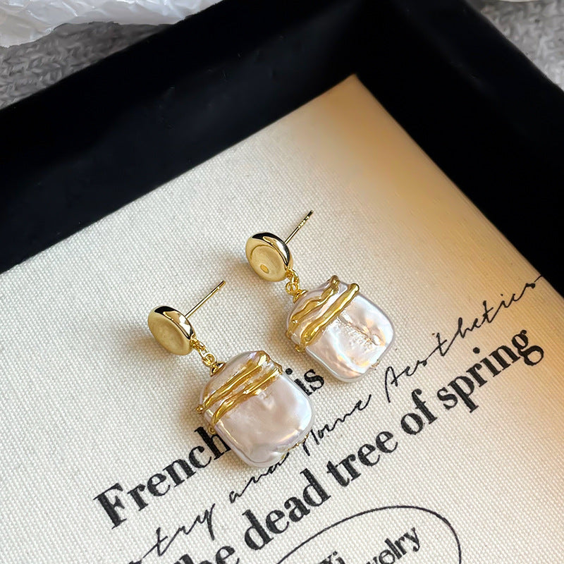 Majestic Aura Handcrafted Baroque Pearl Earrings