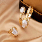 Summer Moon Baroque Pearl Y-Link Pendant Necklace Bracelet and Ring Set