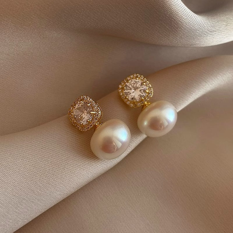 Franchesca Luminous Pearls and Sparkling Crystals Studs