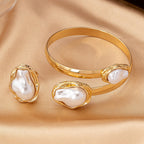 Summer Moon Baroque Pearl Y-Link Pendant Necklace Bracelet and Ring Set
